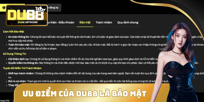 Ưu điểm nổi bật của DU88 so với nhà cái khác là bảo mật